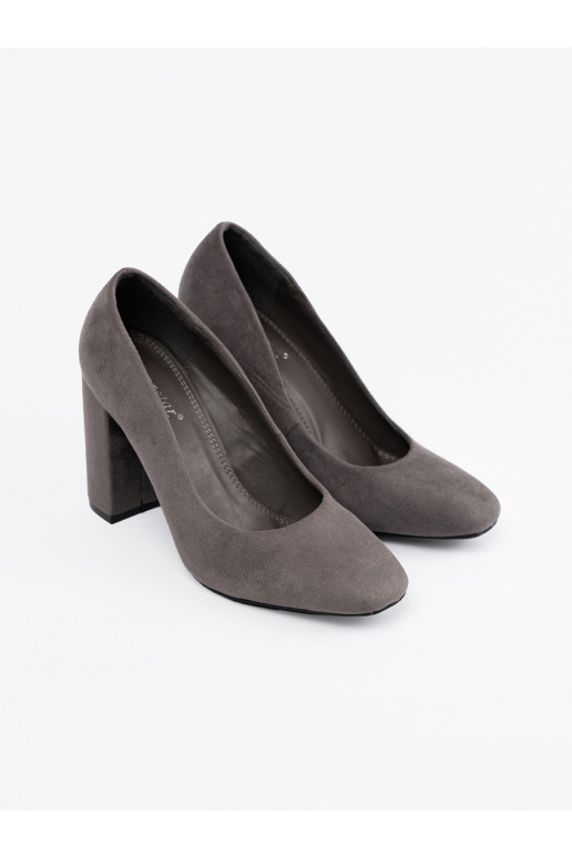 zamšādas puszābaki uz papēža pelēkas krāsas