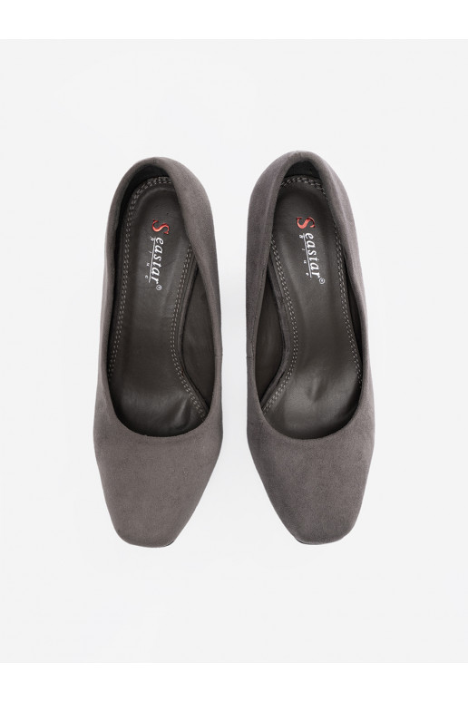 zamšādas puszābaki uz papēža pelēkas krāsas