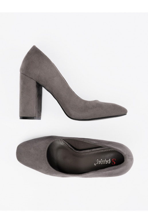 zamšādas puszābaki uz papēža pelēkas krāsas