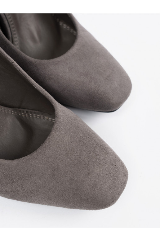 zamšādas puszābaki uz papēža pelēkas krāsas