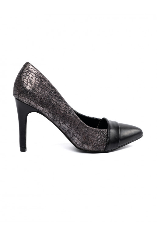 Kurpes Melnas krāsas wężowy wzór