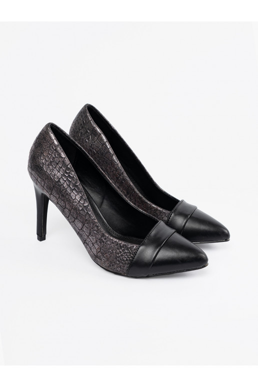 Kurpes Melnas krāsas wężowy wzór