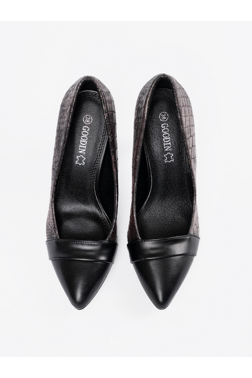 Kurpes Melnas krāsas wężowy wzór