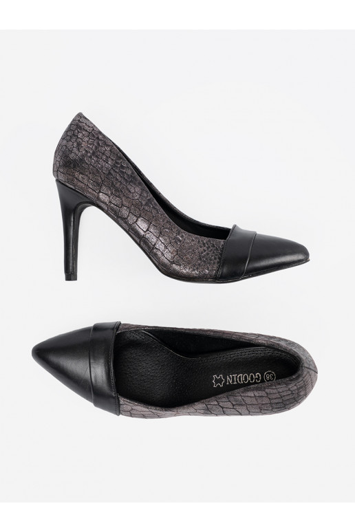 Kurpes Melnas krāsas wężowy wzór