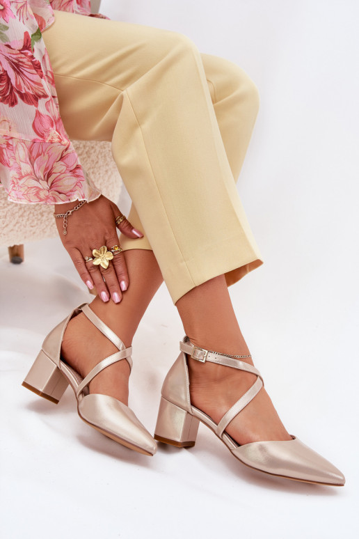 Kurpes ar papēdi no eko ādas Sergio Leone SK830 Zelta krāsas Kurpes ar papēdi no eko ādas Sergio Leone SK830 Zelta krāsas