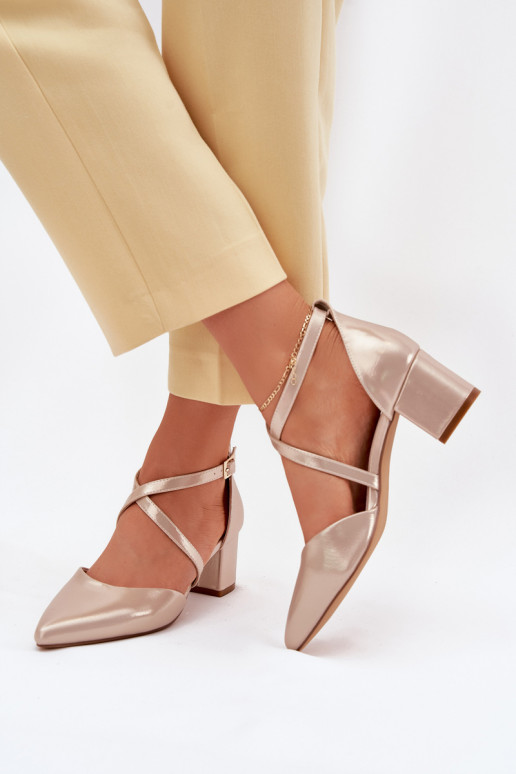 Kurpes ar papēdi no eko ādas Sergio Leone SK830 Zelta krāsas Kurpes ar papēdi no eko ādas Sergio Leone SK830 Zelta krāsas