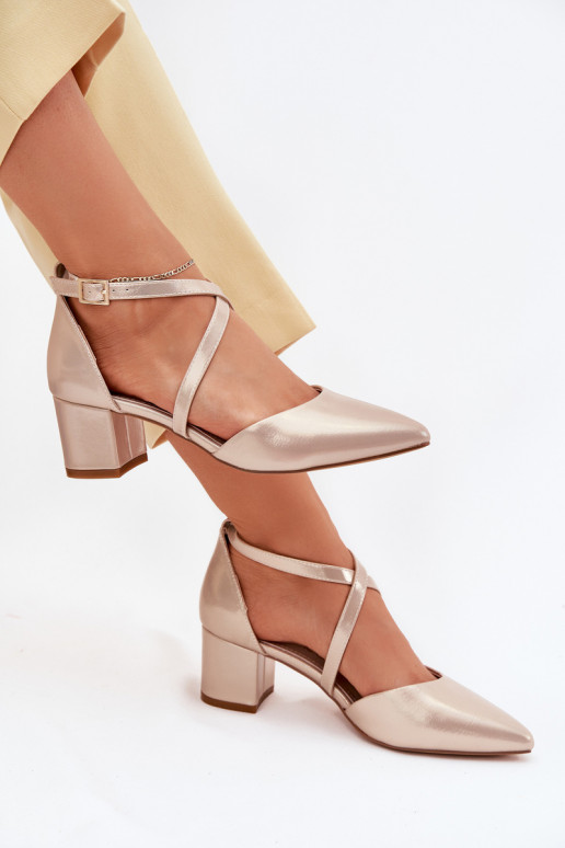 Kurpes ar papēdi no eko ādas Sergio Leone SK830 Zelta krāsas Kurpes ar papēdi no eko ādas Sergio Leone SK830 Zelta krāsas