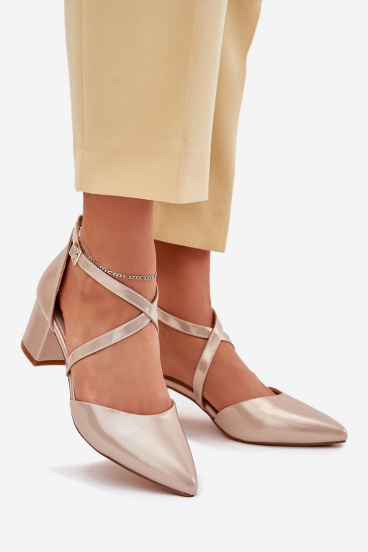 Kurpes ar papēdi no eko ādas Sergio Leone SK830 Zelta krāsas Kurpes ar papēdi no eko ādas Sergio Leone SK830 Zelta krāsas