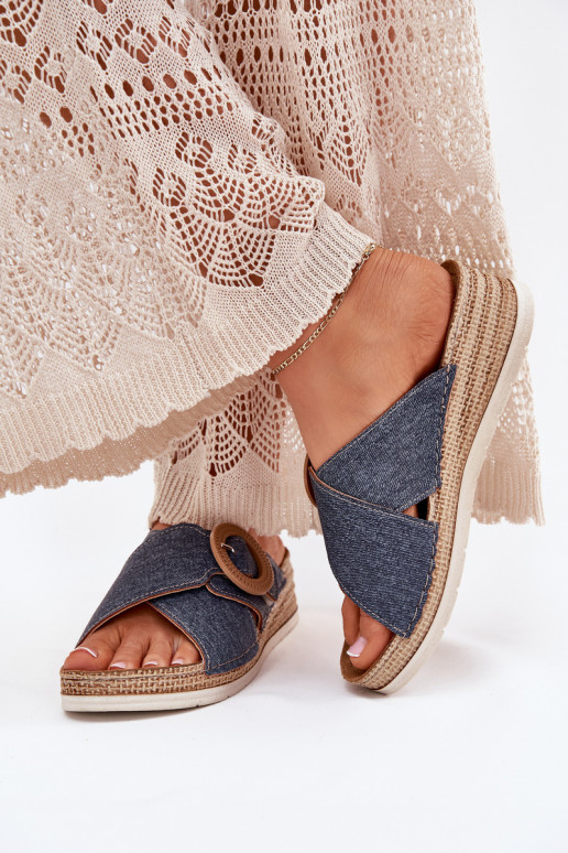 sieviešu čības  dekorēti ar sprādzēm Inblu RV000012 Zilas krāsas