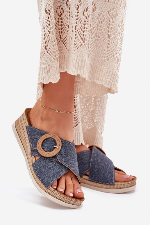 sieviešu čības  dekorēti ar sprādzēm Inblu RV000012 Zilas krāsas