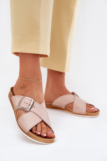 Čibas no dabīgas ādas  ar sprādzēm Inblu VO0004GU Rozā krāsas