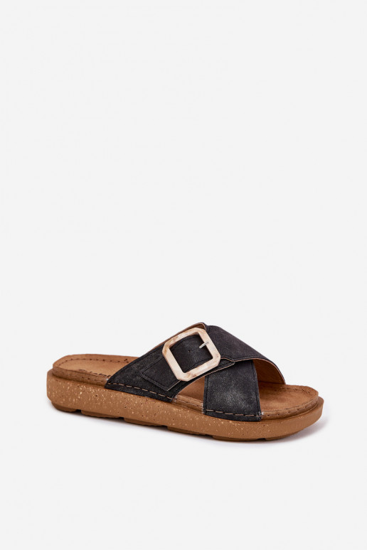 sieviešu čības ar sprādzēm Inblu ED000025 Melns