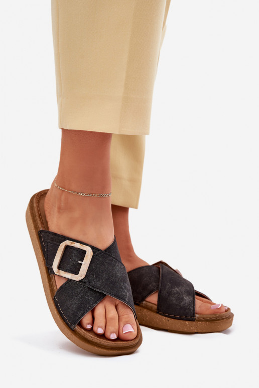 sieviešu čības ar sprādzēm Inblu ED000025 Melns