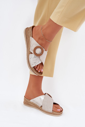 sieviešu čības  dekorēti ar sprādzēm Inblu RV000012 Ziloņkaula krāsas