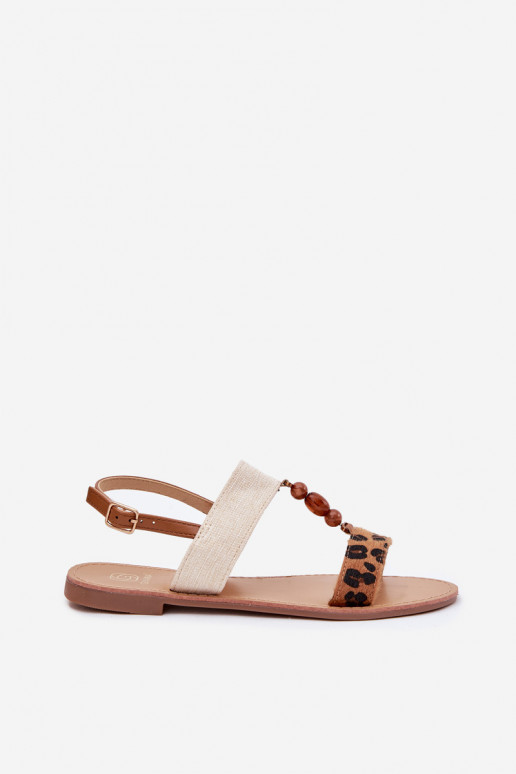 līdzenas zoles basenes un pērlītēm ar leoparda kažokādas rakstu brūnas krāsas Virona līdzenas zoles basenes un pērlītēm ar leoparda kažokādas rakstu brūnas krāsas Virona