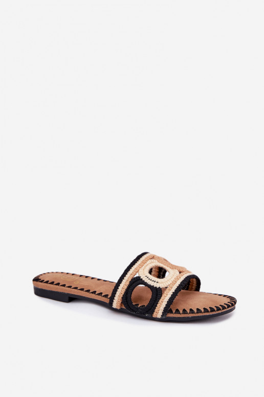 Szydełkowe sieviešu čības ar platiem papēžiem Melns Nirina