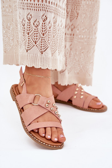 Sieviešu basenes ar platiem papēžiem Ze Zelta krāsasmi  Rozā krāsas Zanira