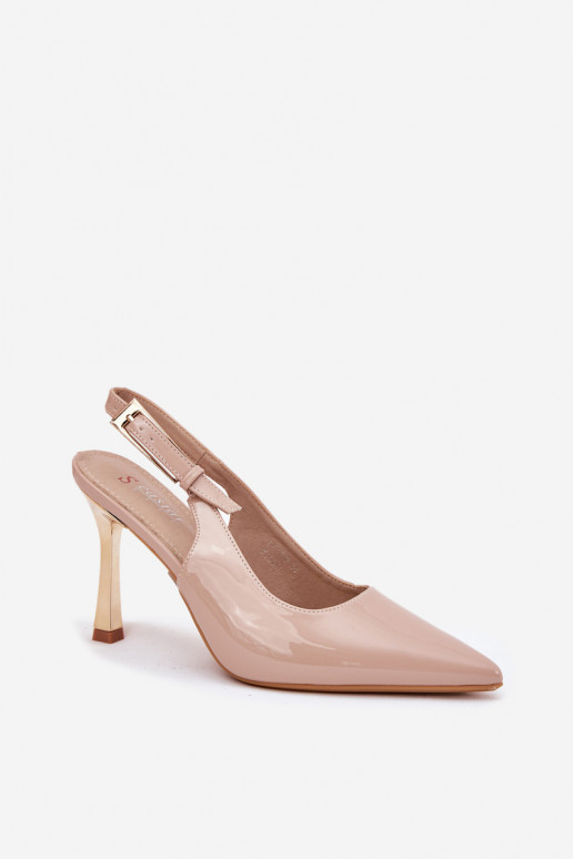 Laque augstpapēžu kurpes Apavi ar spicu purngalu I Szpiczastymi Noskami smilšu krāsas Rivori