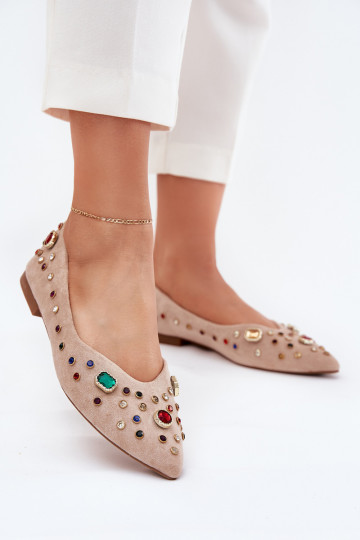 Balerīnas  Dekorētas Kryształkami smilšu krāsas Valena