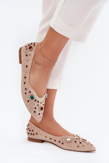 Balerīnas  Dekorētas Kryształkami smilšu krāsas Valena 2