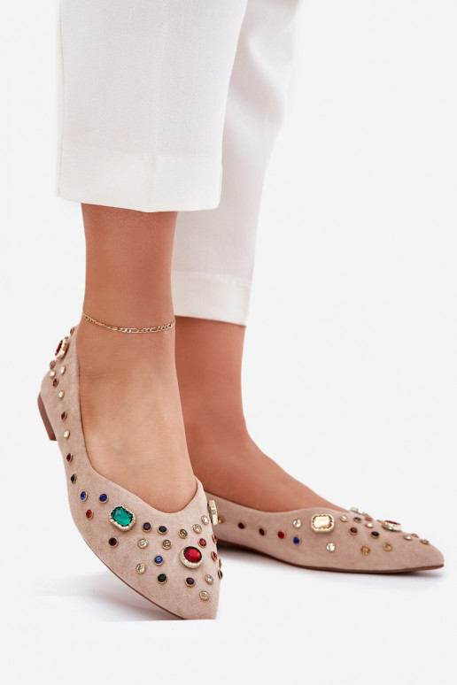 Balerīnas  Dekorētas Kryształkami smilšu krāsas Valena