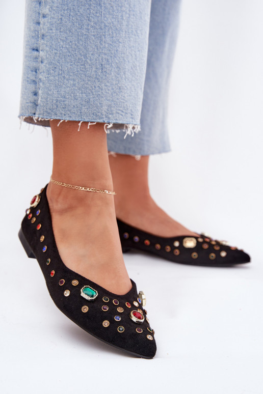 Balerīnas  Dekorētas Kryształkami Melns Valena