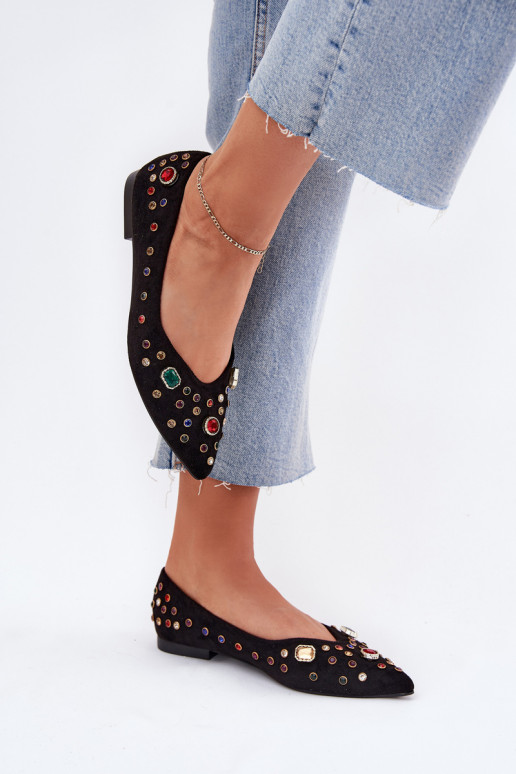 Balerīnas  Dekorētas Kryształkami Melns Valena