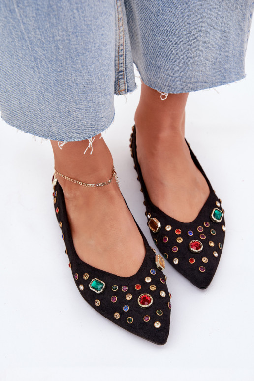 Balerīnas  Dekorētas Kryształkami Melns Valena