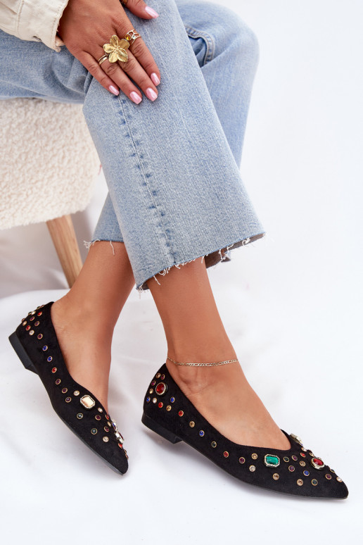 Balerīnas  Dekorētas Kryształkami Melns Valena