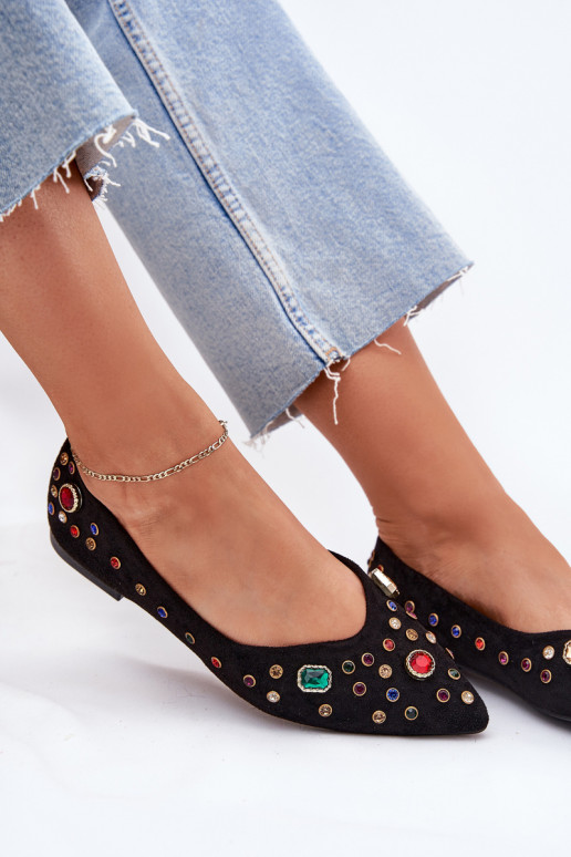 Balerīnas  Dekorētas Kryształkami Melns Valena