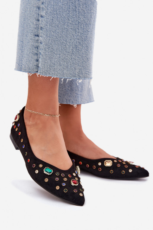 Balerīnas  Dekorētas Kryształkami Melns Valena