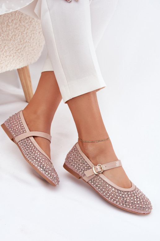 Dekorētas Balerīnas  ar siksniņām I ar sprādzēm smilšu krāsas Avirae