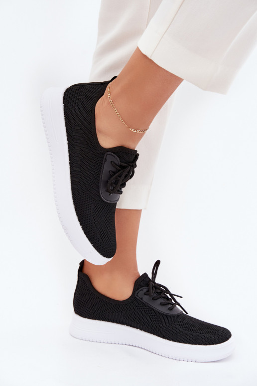 Auduma  sporta apavi ar platformu  Melns Kalyra