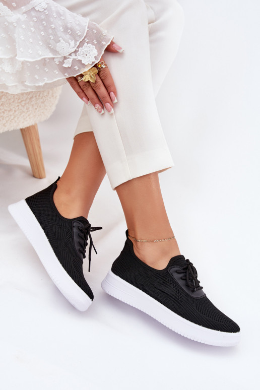 Auduma  sporta apavi ar platformu  Melns Kalyra