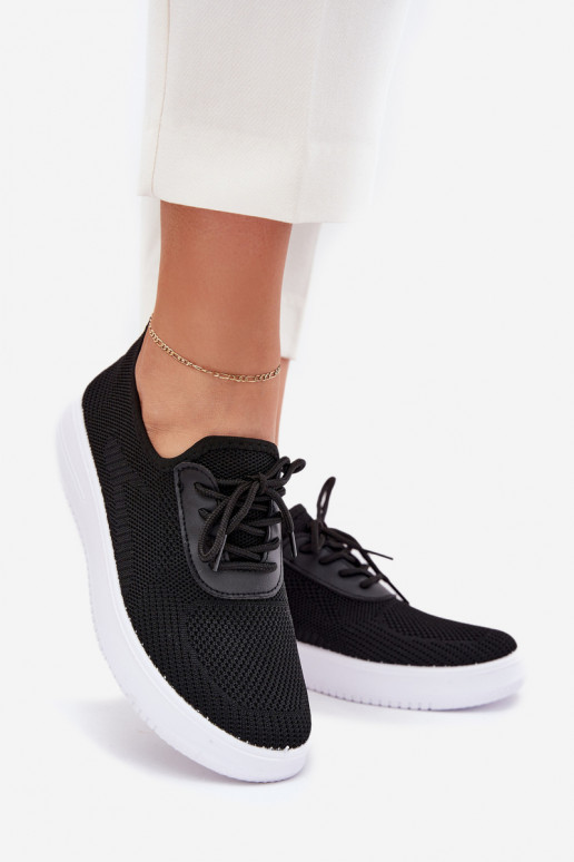 Auduma  sporta apavi ar platformu  Melns Kalyra