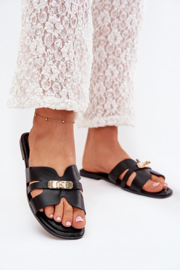 zempapēžu sieviešu čības Z em I Zelta krāsasm Detalem Melns Kerenza 2