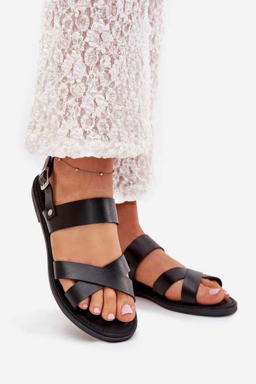 līdzenas zoles basenes no eko ādas Melns Kalira līdzenas zoles basenes no eko ādas Melns Kalira