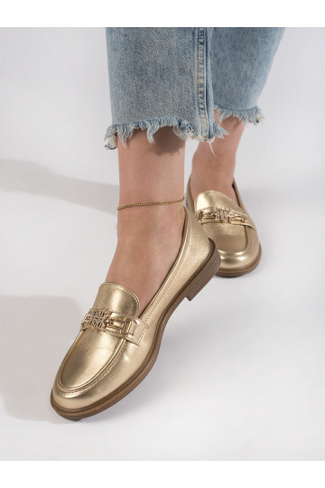 Zelta krāsas  sieviešu mokasīni