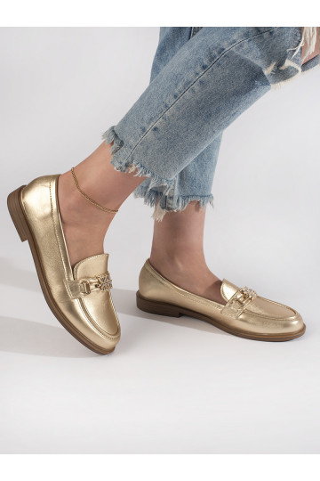 Zelta krāsas  sieviešu mokasīni 2