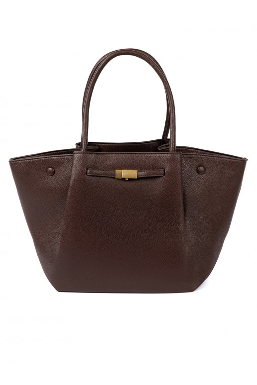 Pojemna torba ciemnym brązie no eko ādas