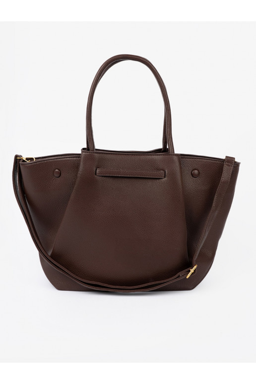 Pojemna torba ciemnym brązie no eko ādas