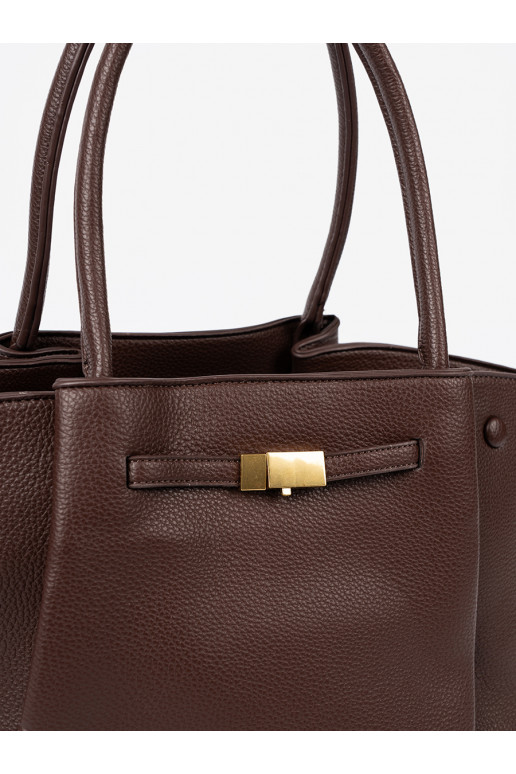 Pojemna torba ciemnym brązie no eko ādas