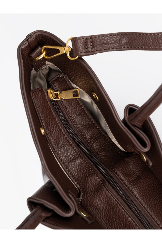 Pojemna torba ciemnym brązie no eko ādas