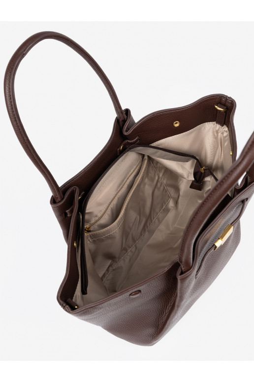 Pojemna torba ciemnym brązie no eko ādas