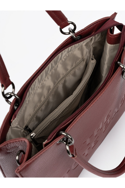 bordo krāsas Soma typu tote z tłoczonym napisem