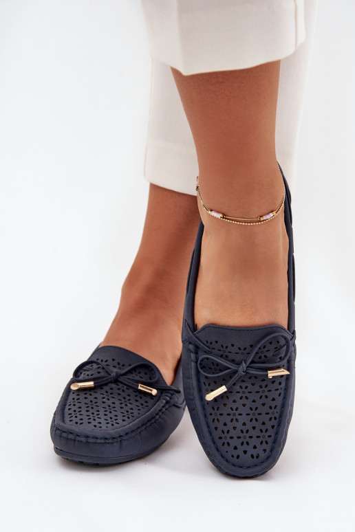 sieviešu mokasīni  I Wiązaniem tumši zilas krāsas Mirisa