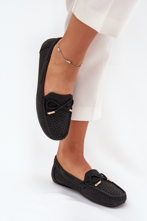 sieviešu mokasīni  I Wiązaniem Melns Mirisa