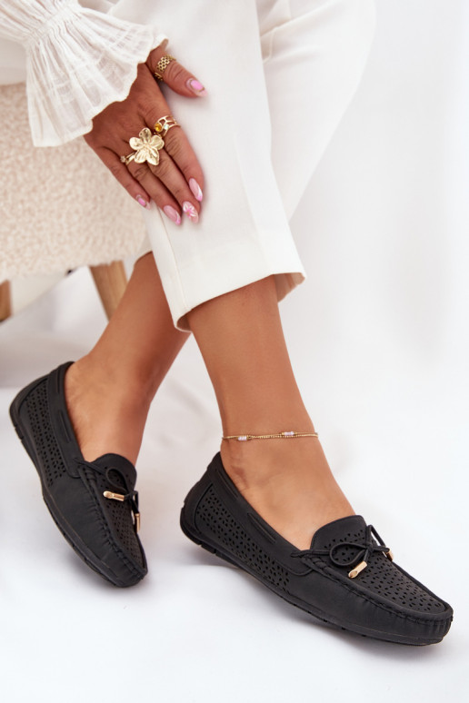 sieviešu mokasīni  I Wiązaniem Melns Mirisa