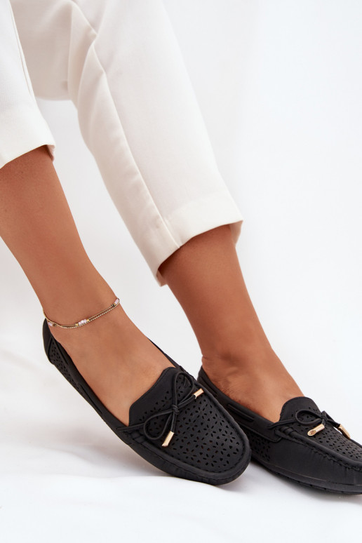 sieviešu mokasīni  I Wiązaniem Melns Mirisa