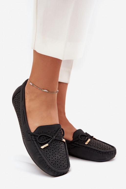 sieviešu mokasīni  I Wiązaniem Melns Mirisa